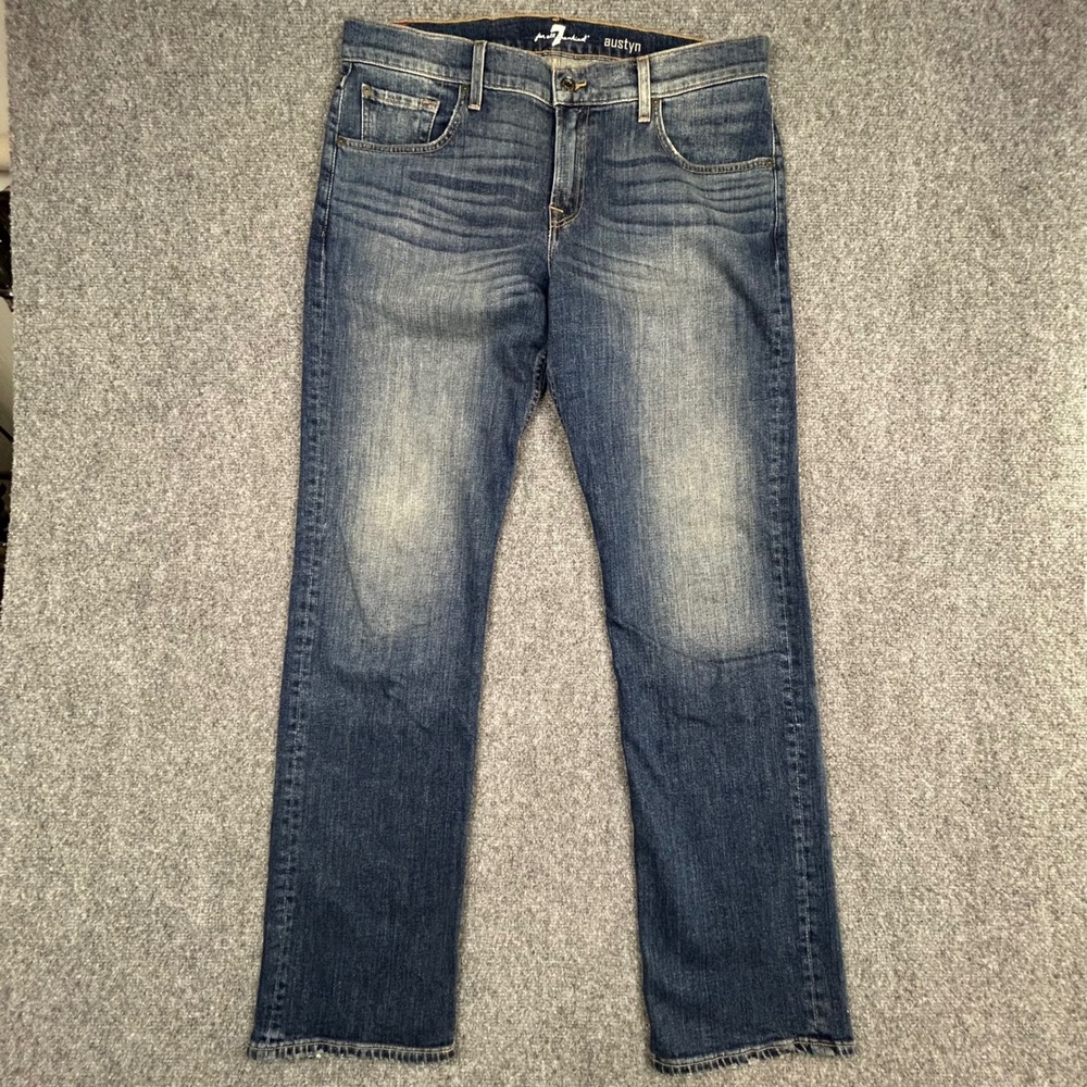 7 For All Mankind Austyn Jeans Mens 34 Blue Relaxed‎ Straight Leg Premium Denim